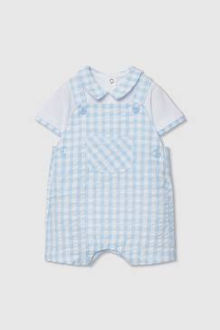 -Ensemble polo et salopette à carreaux