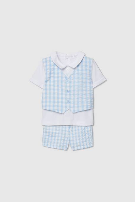 Bébé-Ensemble-Ensemble bébé coton à carreaux
