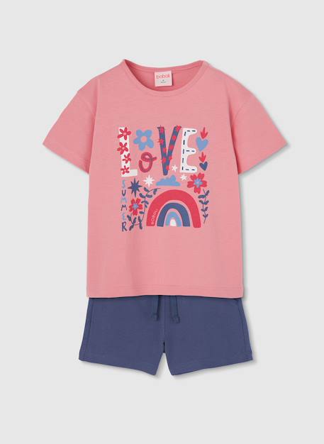 Ensemble fille en rose et bleu  - vertbaudet enfant