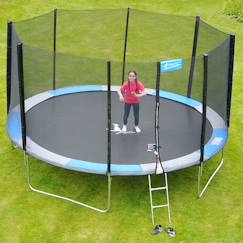 Jouet-Trampoline rond 430cm avec filet, échelle, bâche et kit d'ancrage