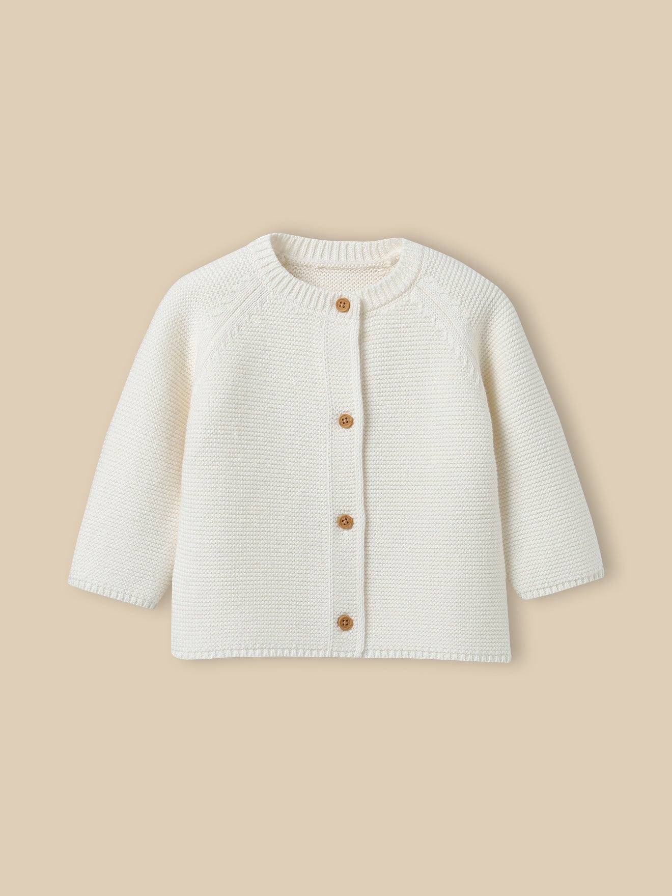 Cardigan En Coton Biologique Et Laine Bébé Ecru