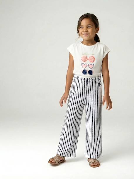 Legging large rayé en maille rayé bleu+rayé rouge 2 - vertbaudet enfant 