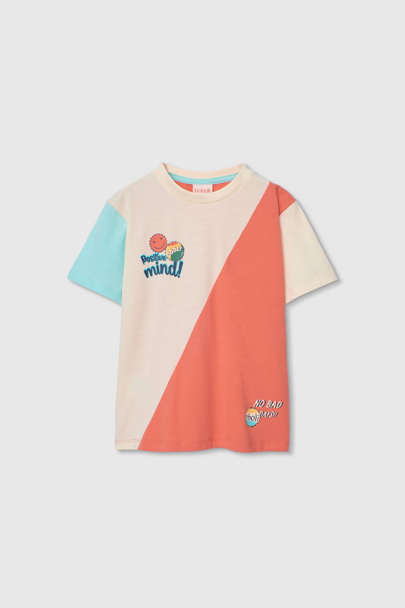 T-shirt enfant coton color block orange
