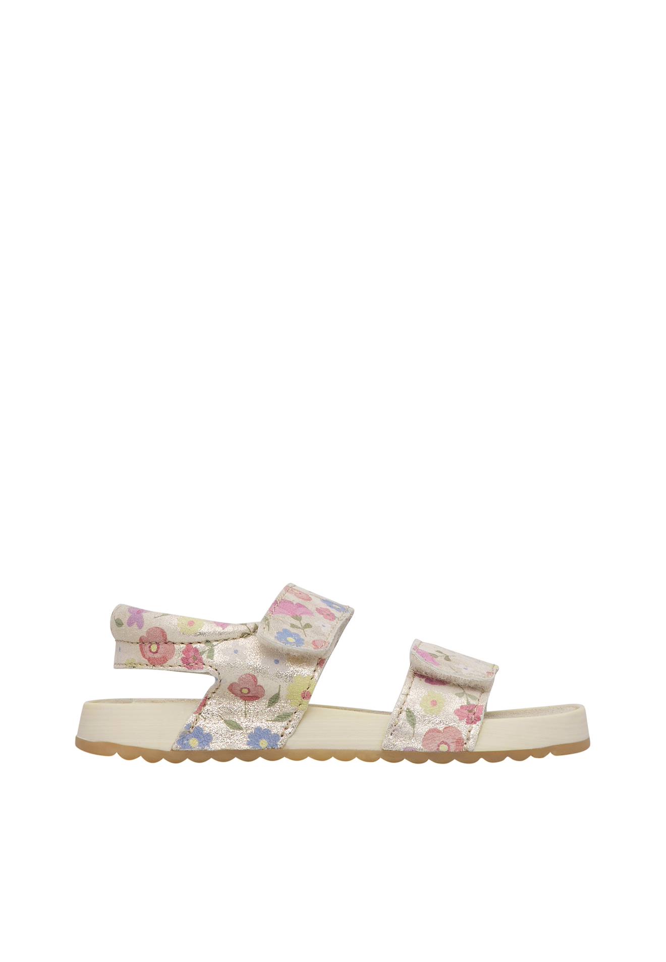 Sandales En Cuir Avec Des Fleurs Salny. Platine