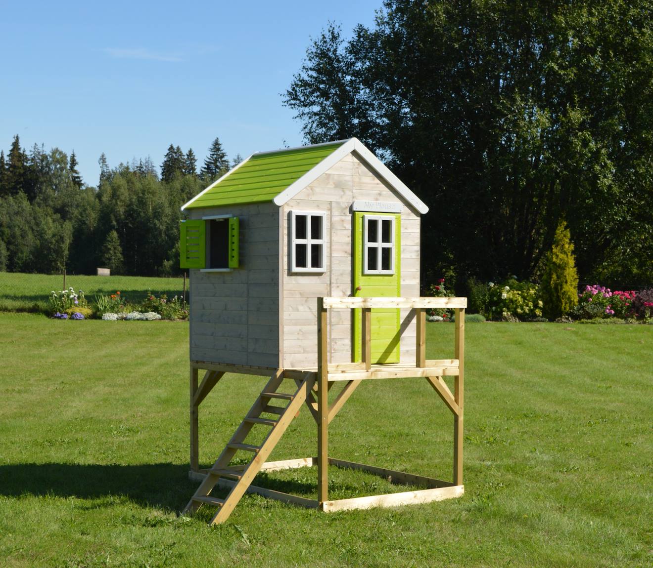 Maisonnette Enfant Extérieur En Bois Tinni Avec Plateforme Marron