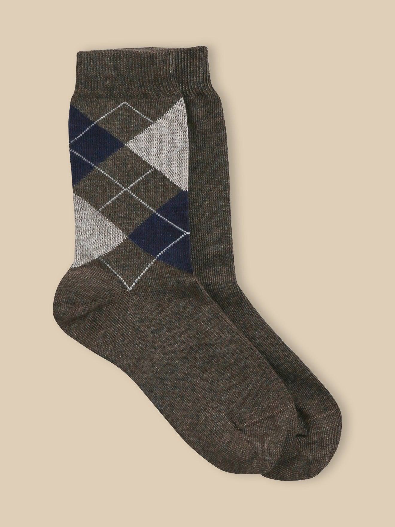 Lot De 2 Chaussettes Intarsia Et Unie Marron