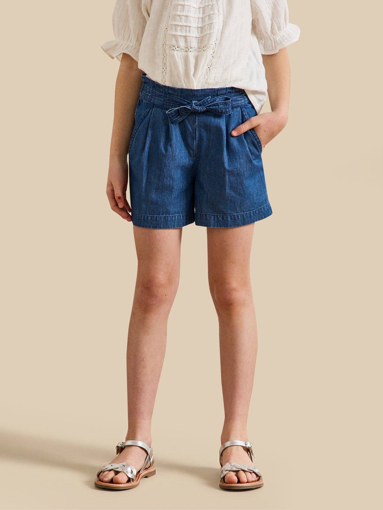 Short en denim light denim brut