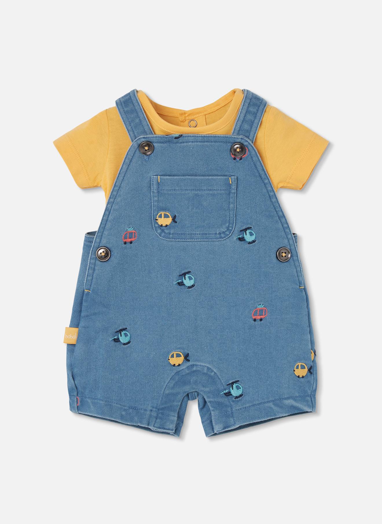 Ensemble Bébé Avec Body Et Salopette Jaune