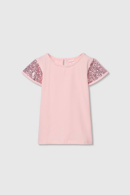 Fille-T-shirt en coton avec sequins fille