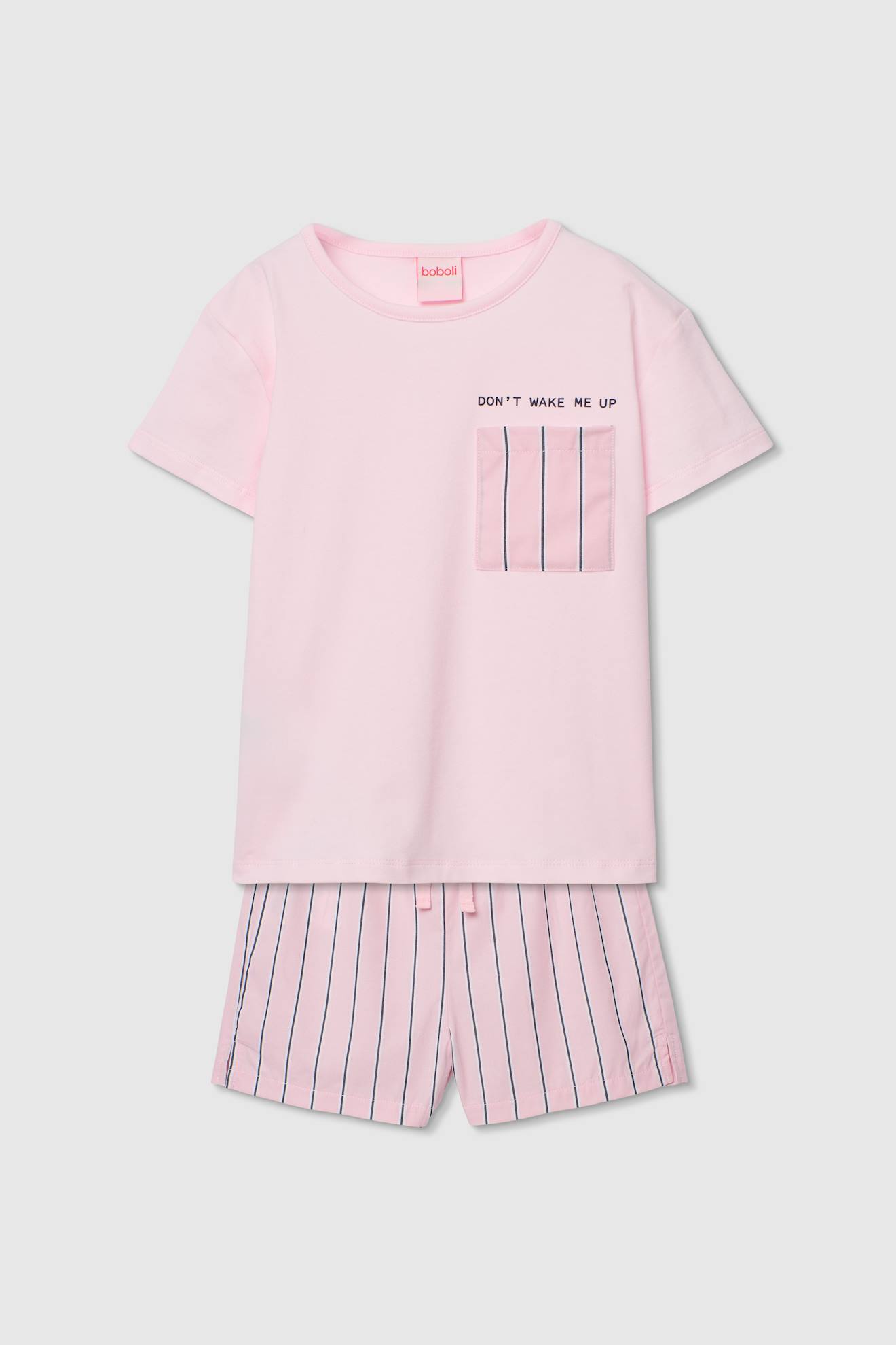 Pyjama coton rayures rose