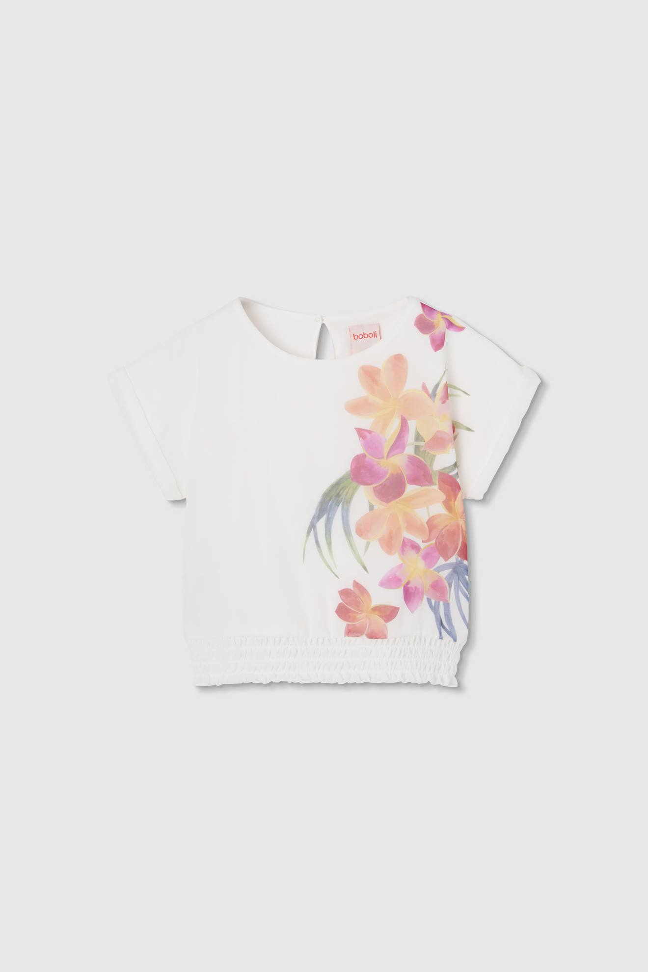Tee-shirt Fille Fleurs Blanc