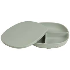 Puériculture-Assiette bébé silicone ventouse avec couvercle