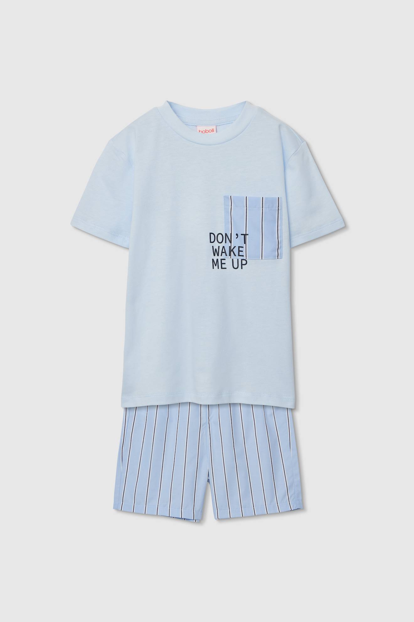 Pyjama Enfant En Coton Manches Courtes Bleu 18$