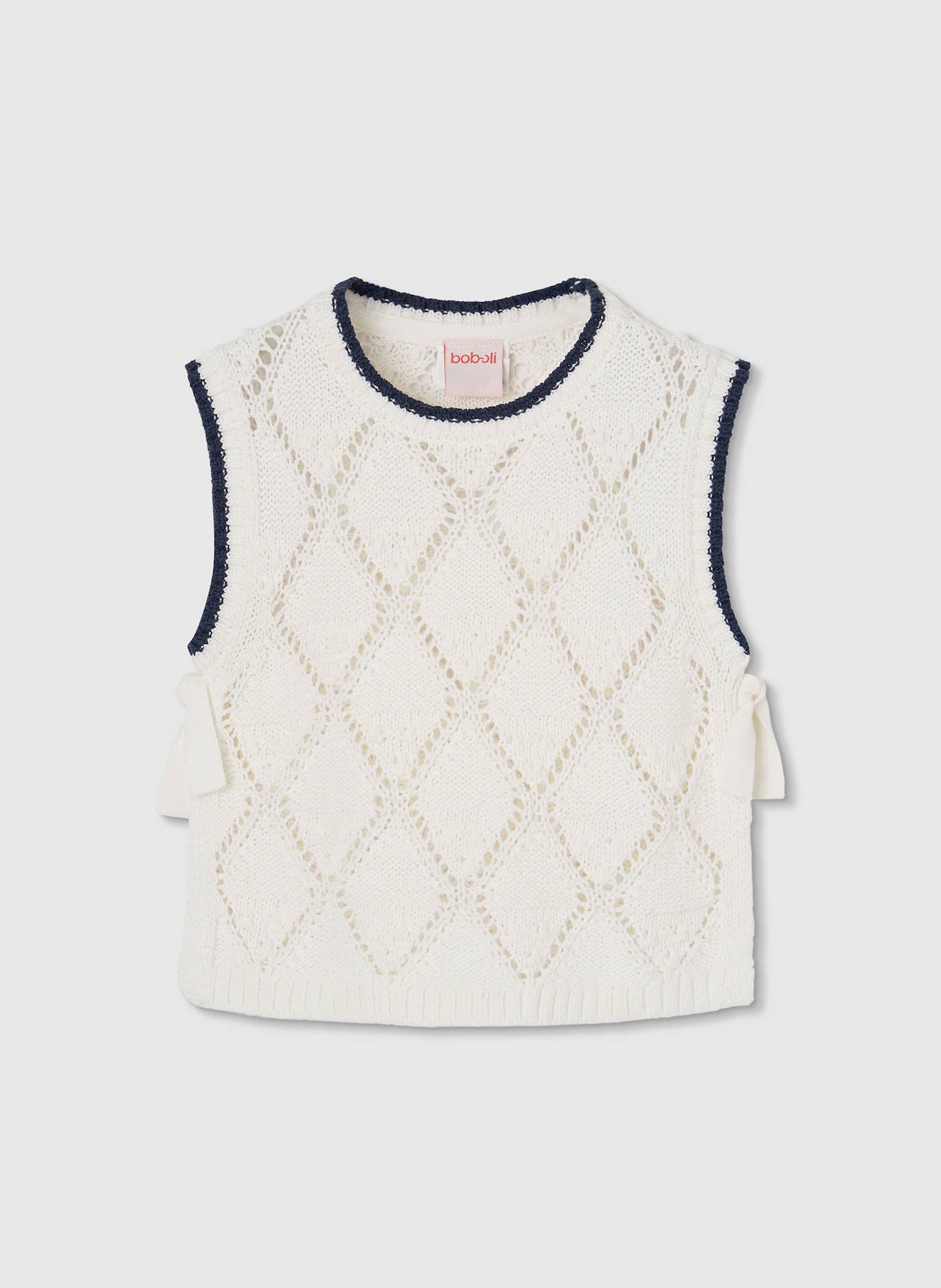 Pull Sans Manches Fille En Coton Blanc