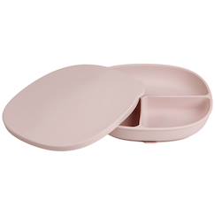 Assiette bébé silicone ventouse avec couvercle  - vertbaudet enfant