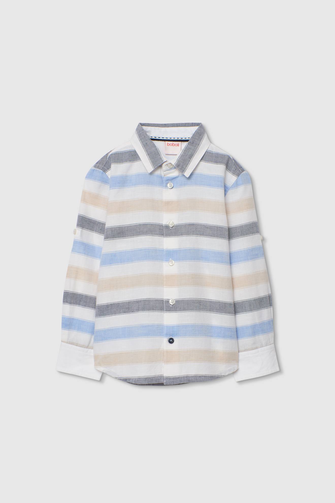 Chemise En Lin Rayée Multicolore
