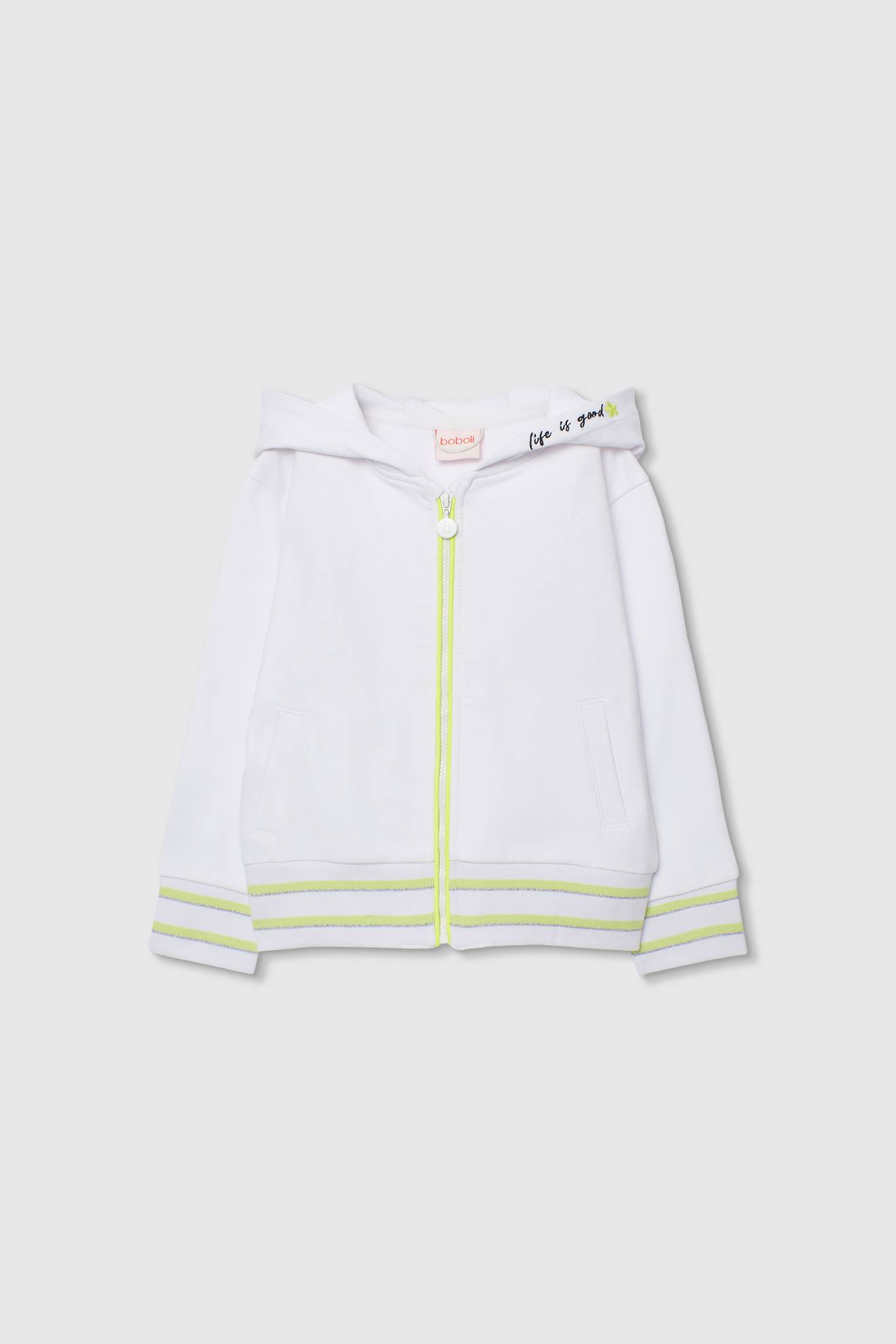 Sweat Zippé À Capuche Polaire Blanc