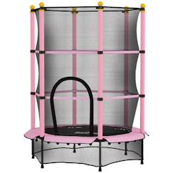 Jouet-Jeux de plein air-Trampoline de jardin enfants ø 1,40 x 1,90h m filet de sécurité porte zipée couvre-ressorts 6 poteaux rembourrés inclus