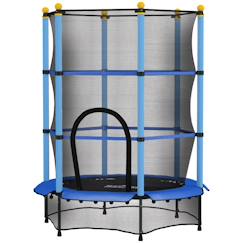 Jouet-Trampoline de jardin enfants ø 1,40 x 1,90h m filet de sécurité porte zipée couvre-ressorts 6 poteaux rembourrés inclus