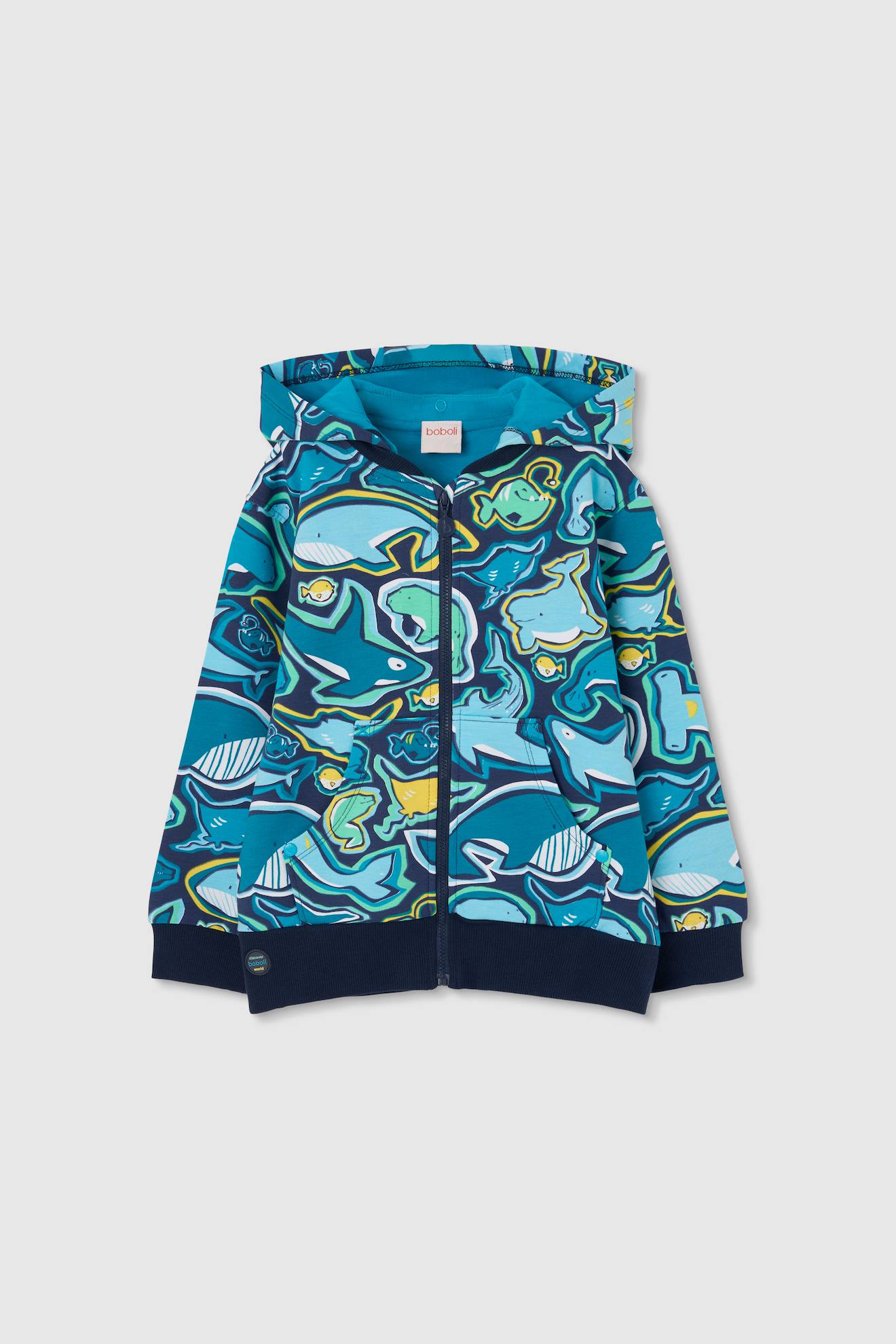 Sweat Zipp Capuche Garon Imprim Requins Multicolore 18$