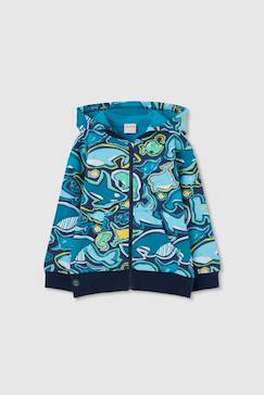 Sweat zippé à capuche garçon imprimé  requins  - vertbaudet enfant
