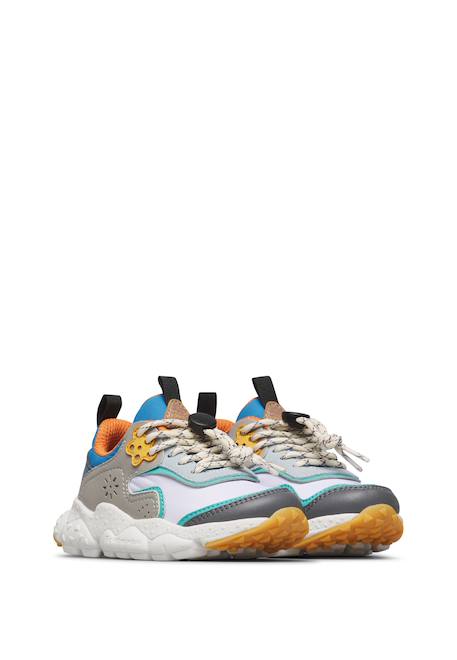 Sneakers en simili cuir et tissus technique doi junior Gris-blanc+Rose-blanc crème 2 - vertbaudet enfant 