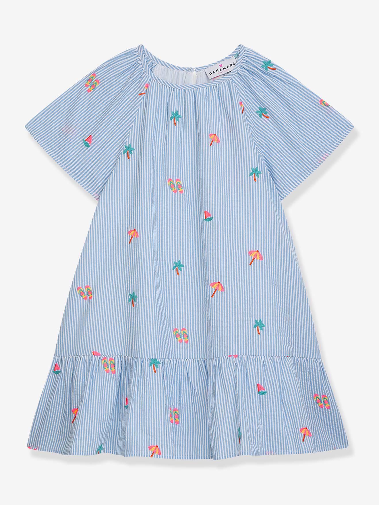 Robe manches courtes raye bleu et blanc fille DANAMADE bleu 50$