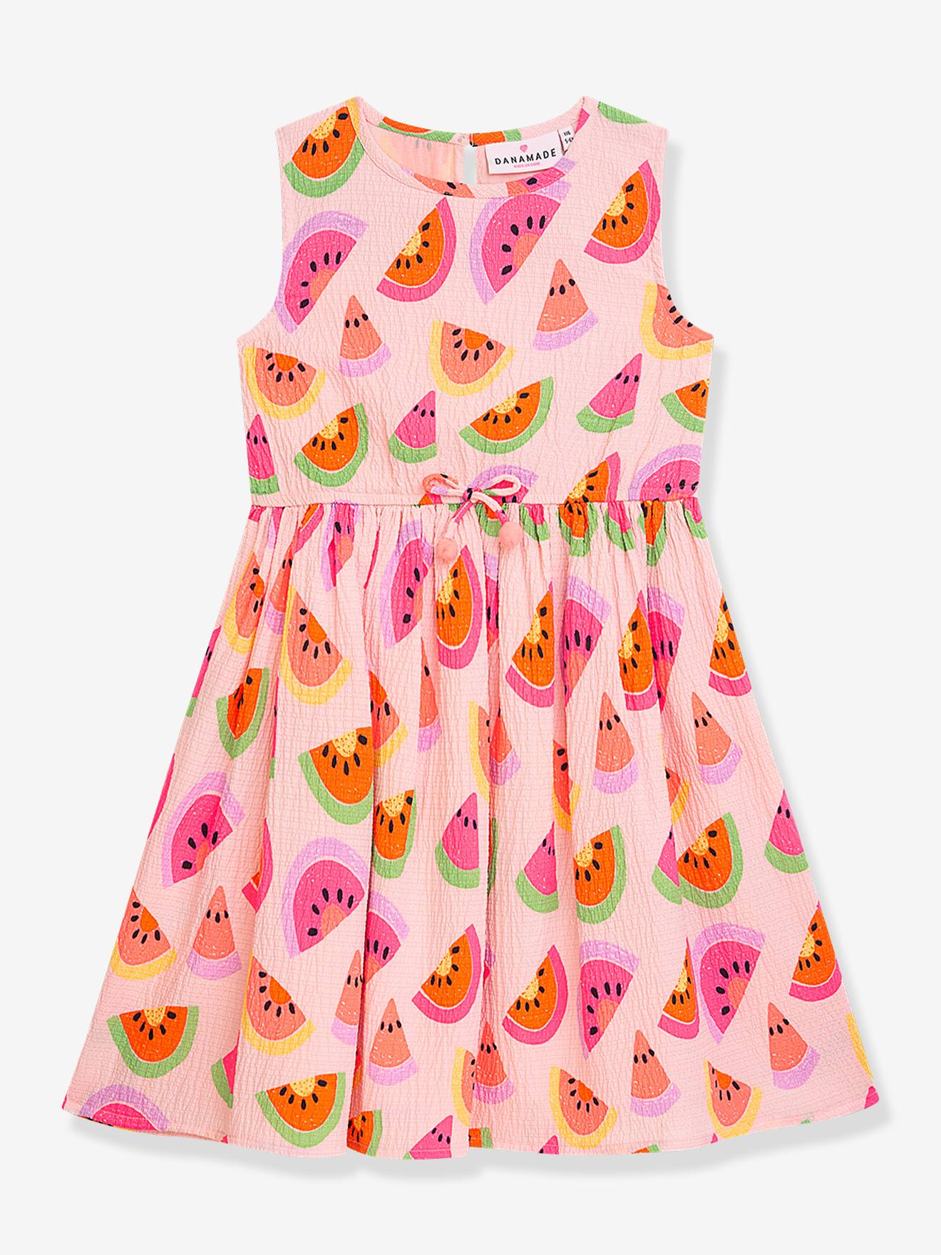 Robe avec nud et imprim pastque fille DANAMADE rose drage 45$