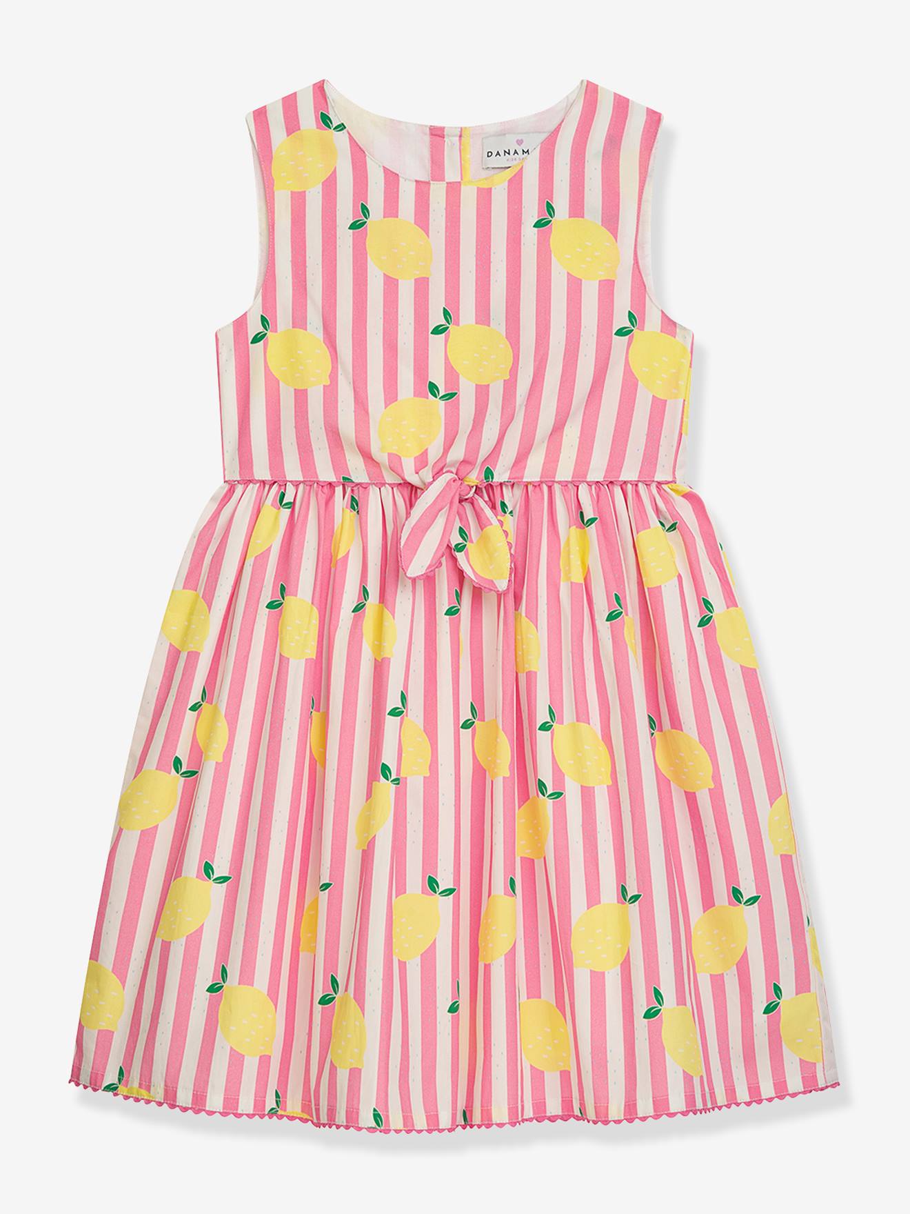 Robe sans manches rayures citrons fille DANAMADE rose drage 40$