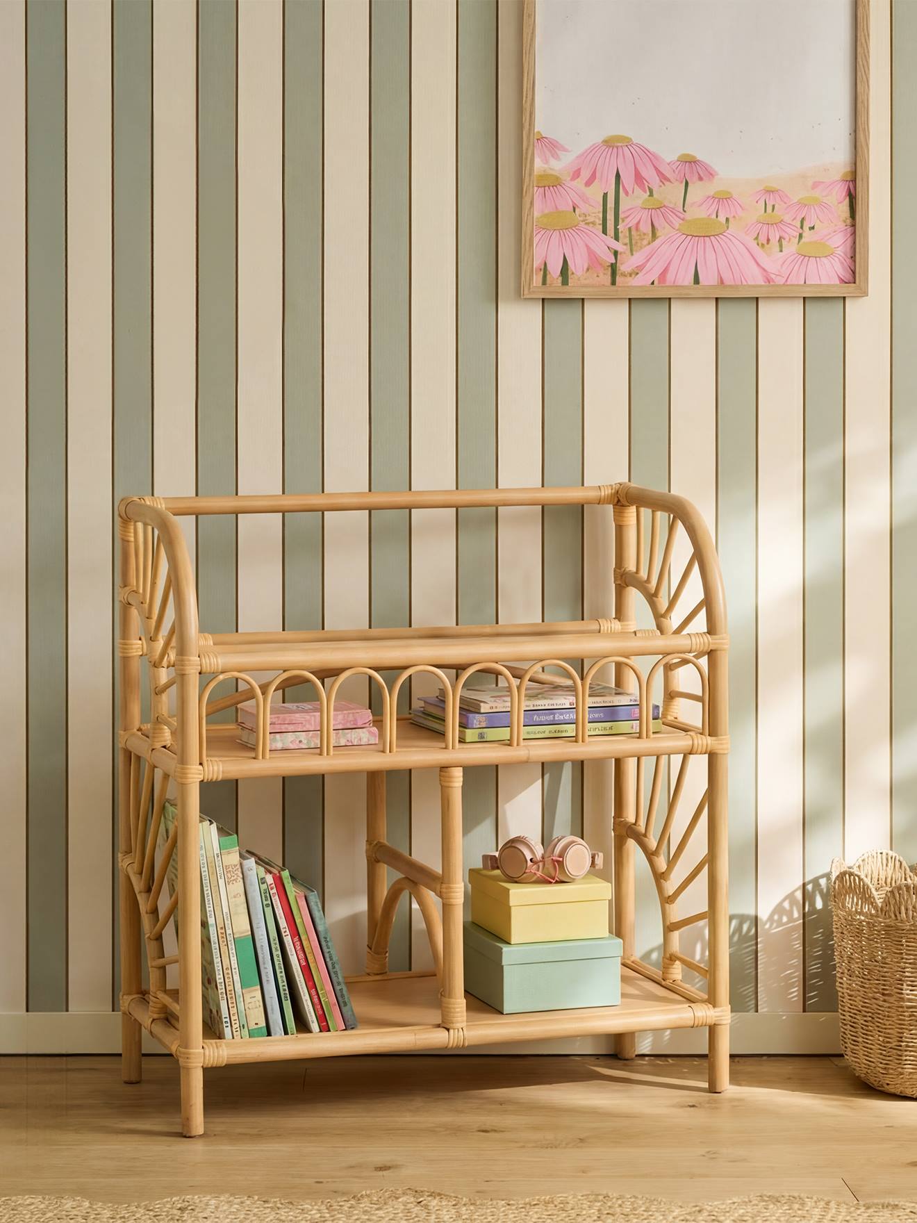 Meuble de rangement en rotin SOLEIL bois