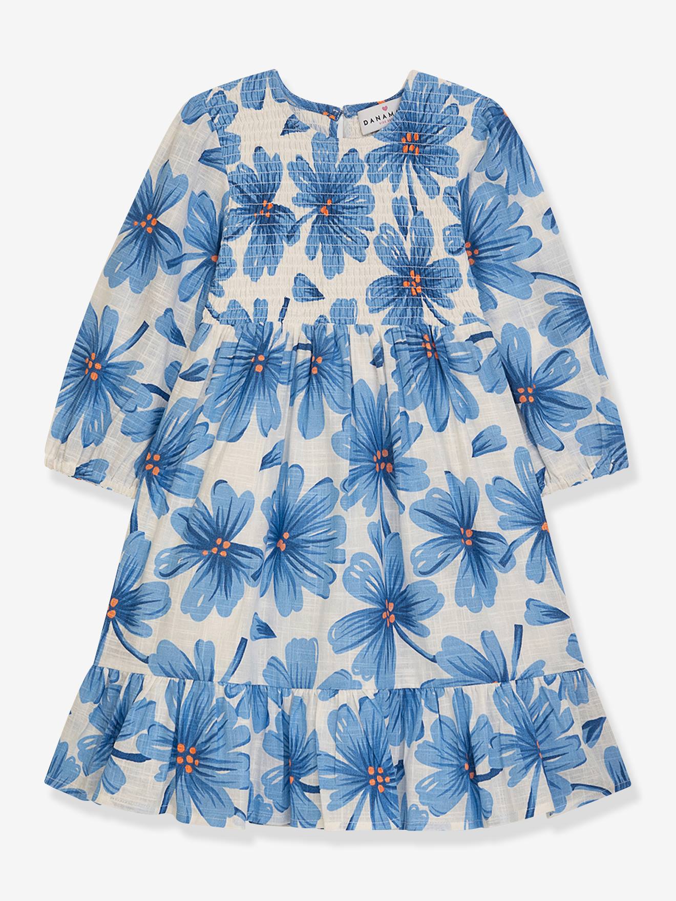 Robe motif fleuri manches longues fille DANAMADE bleu 45$