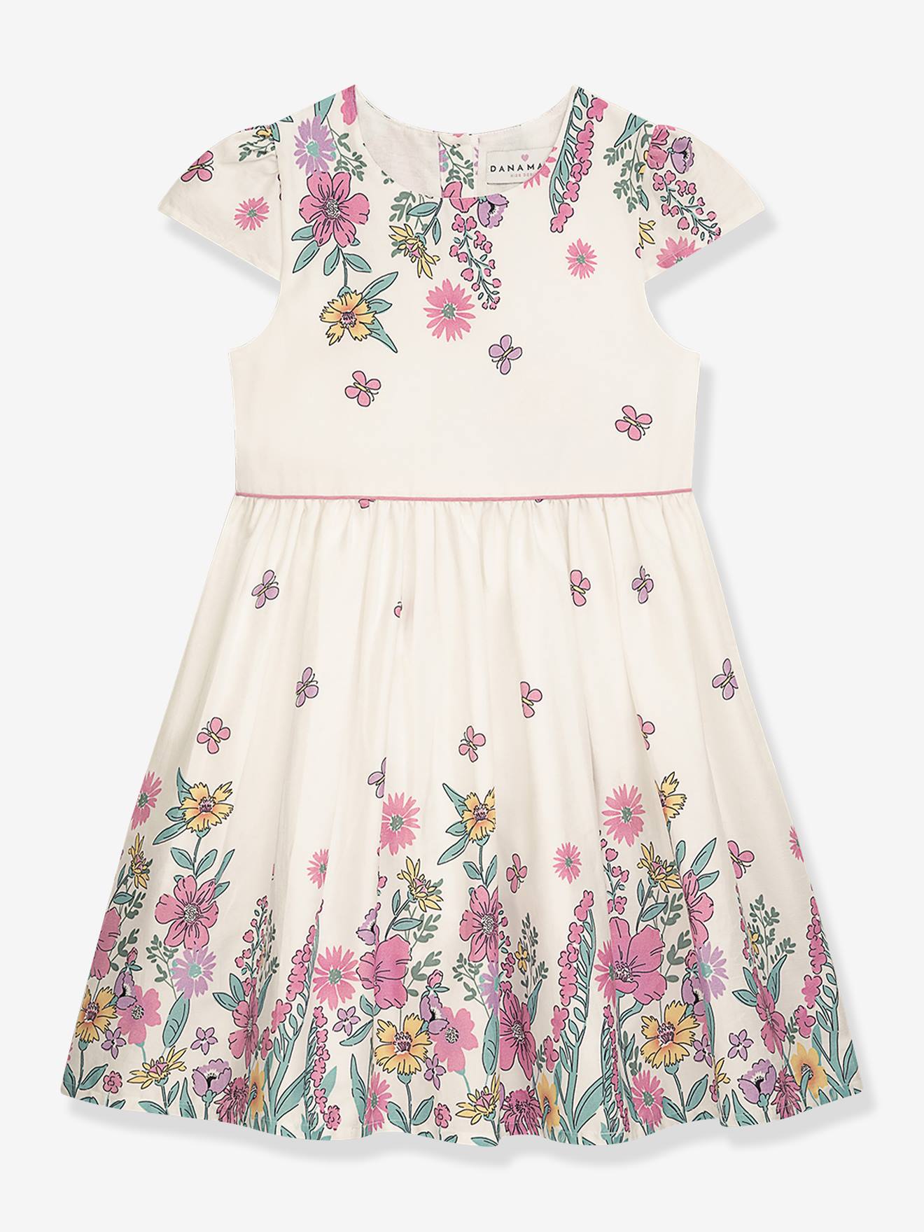 Robe imprim fleuri manches courtes fille DANAMADE crme 45$