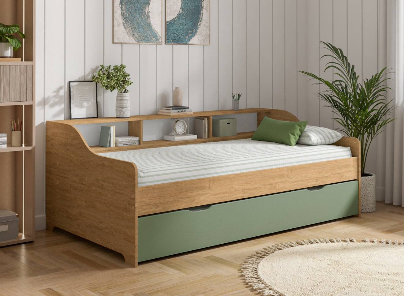 Lit Gigogne Avec Rangement Achille Vert