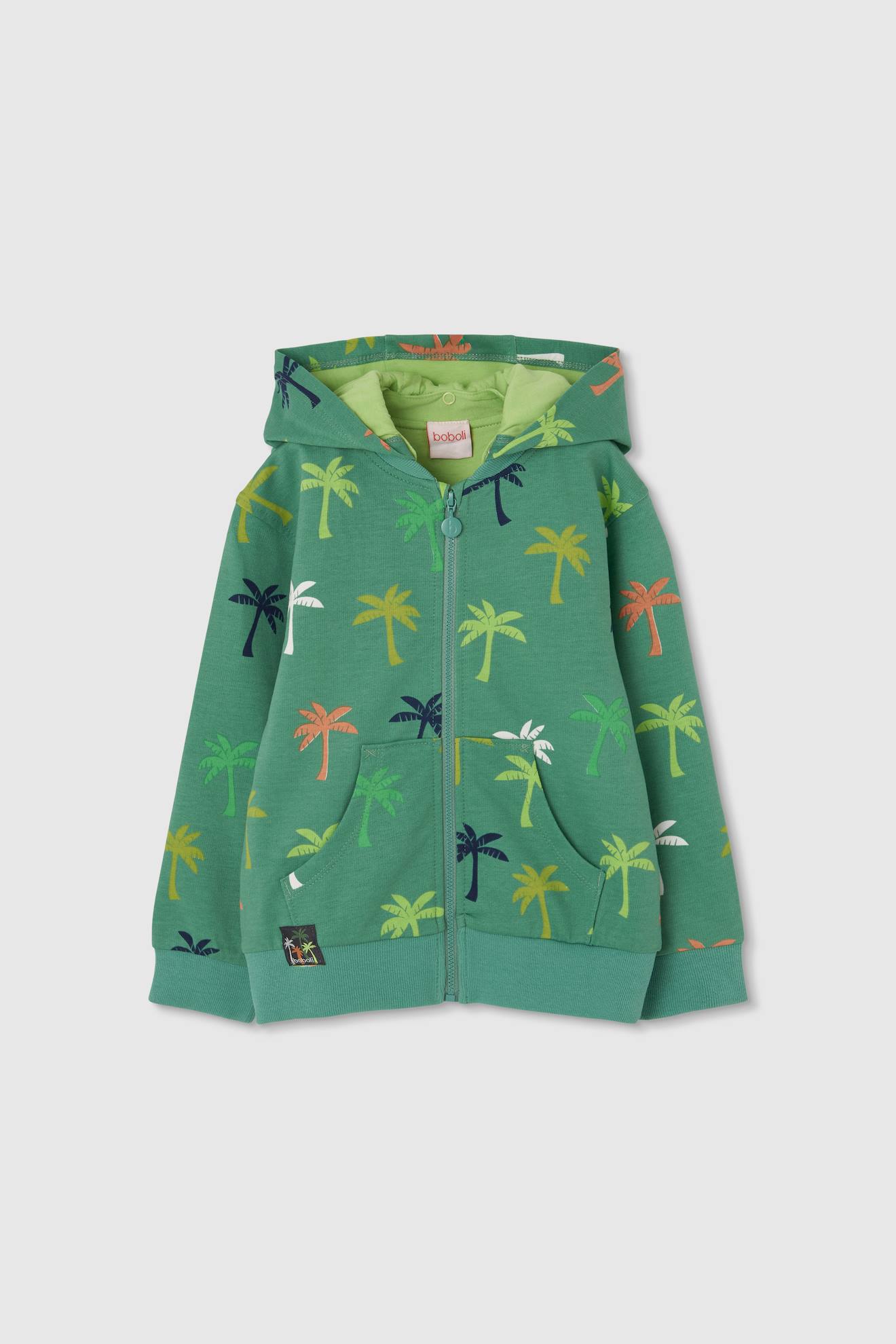 Sweat Zippé À Capuche Imprimé Palmier Multicolore