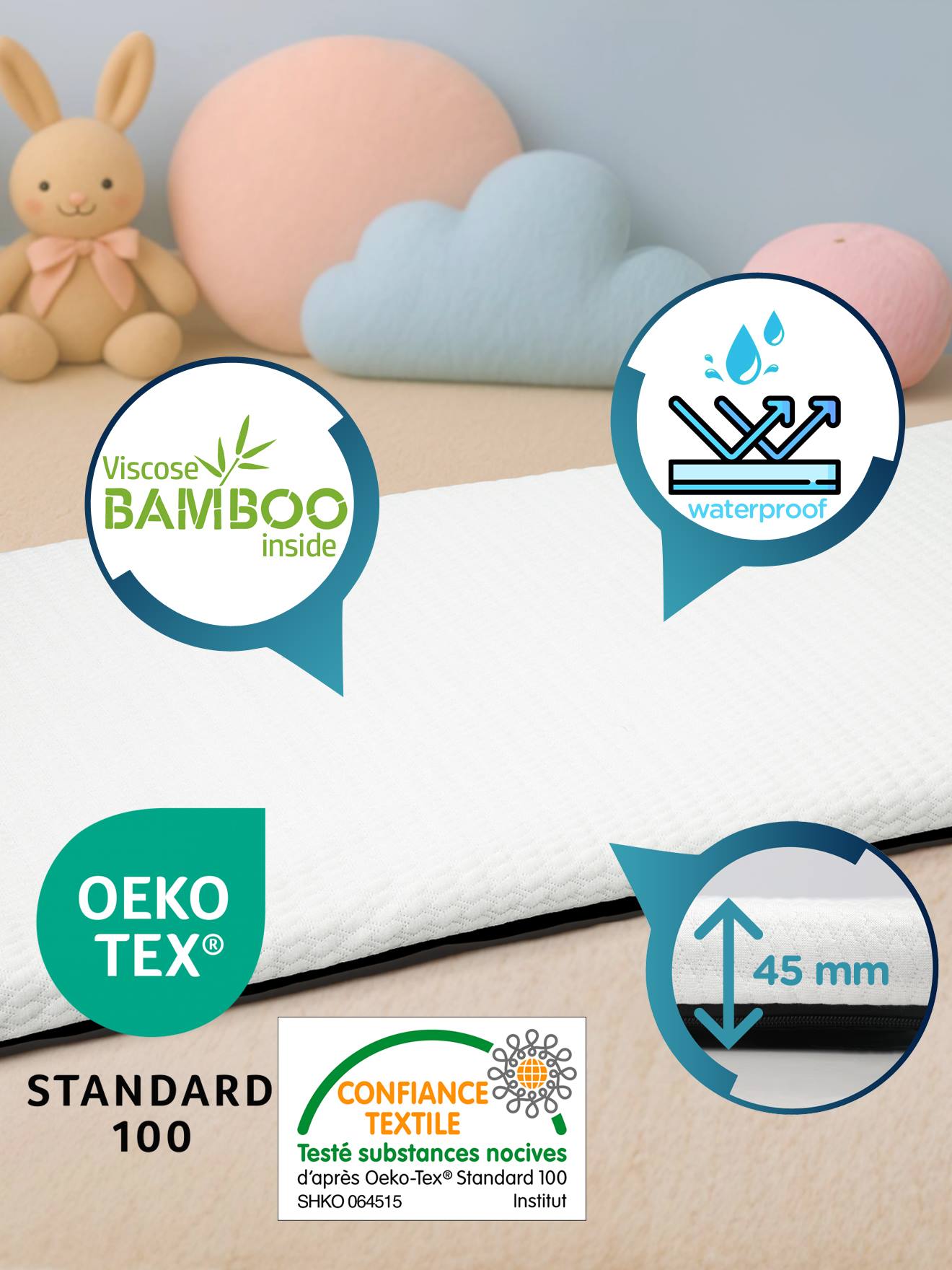 Matelas Sécurisé Pour Lit Parapluie Renodream Snow (Renolux) - Image 2