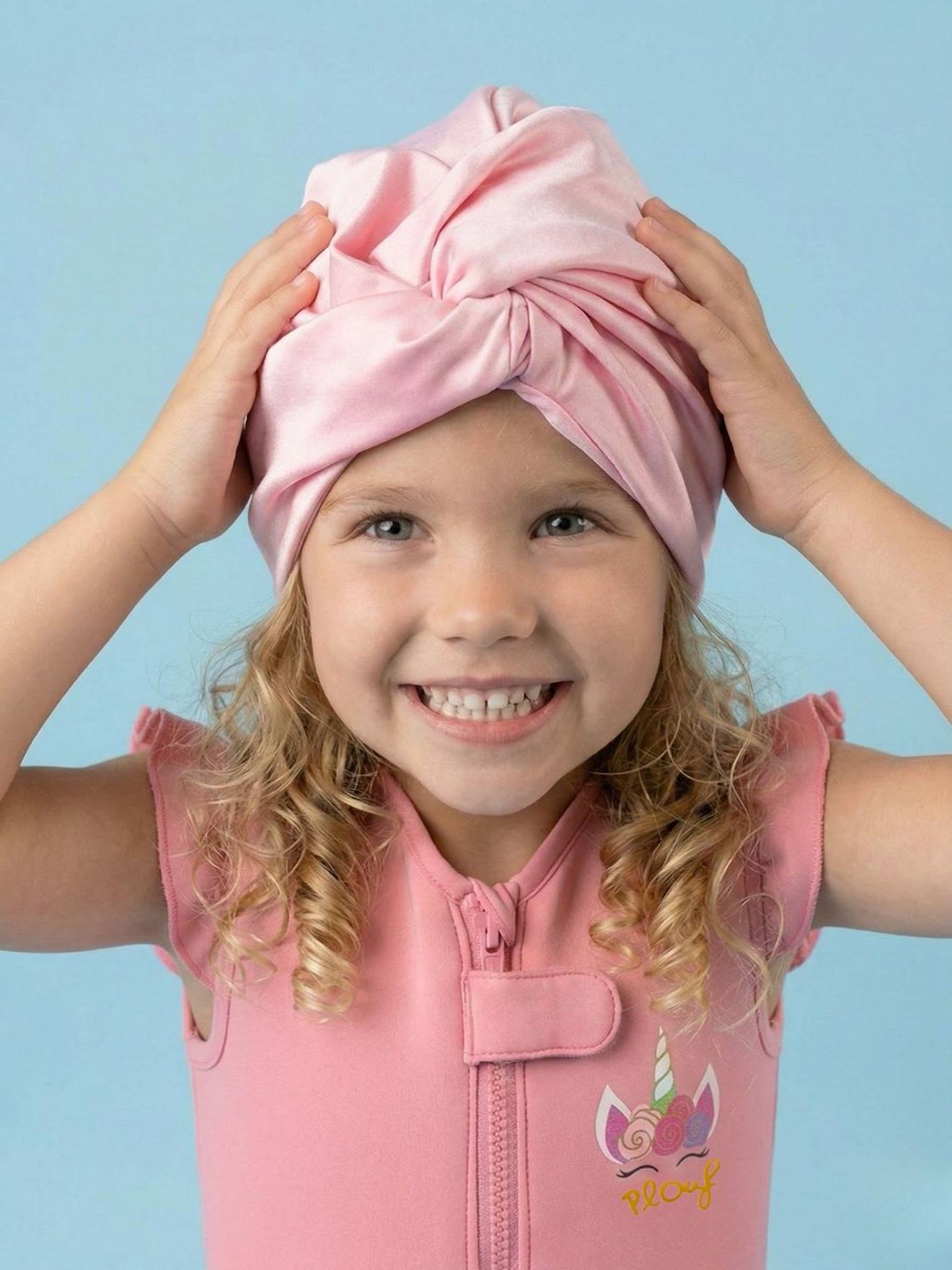 Turban De Bain Rversible Anti-uv Fille Rose 13$