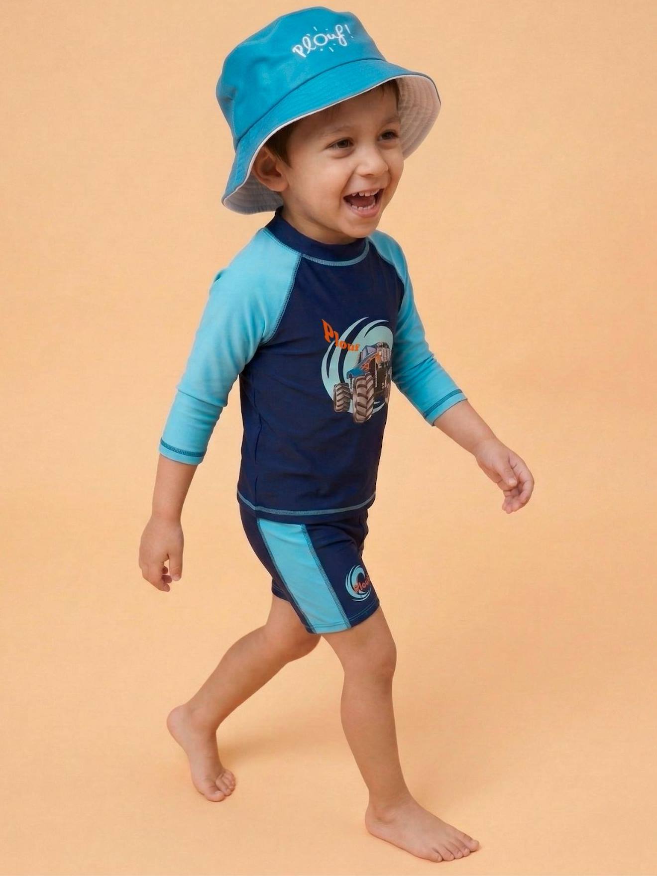 Ensemble Anti-uv Garçon : Monster Truck Bleu / Bleu / Ciel