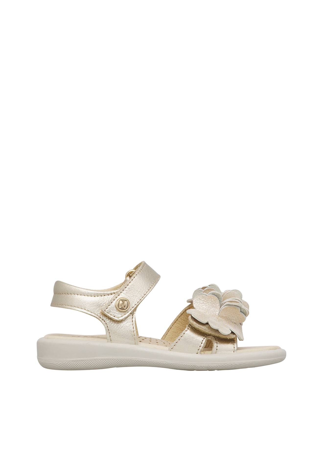 Sandales En Cuir Avec Des Fleurs Salya Platine- 70 €
