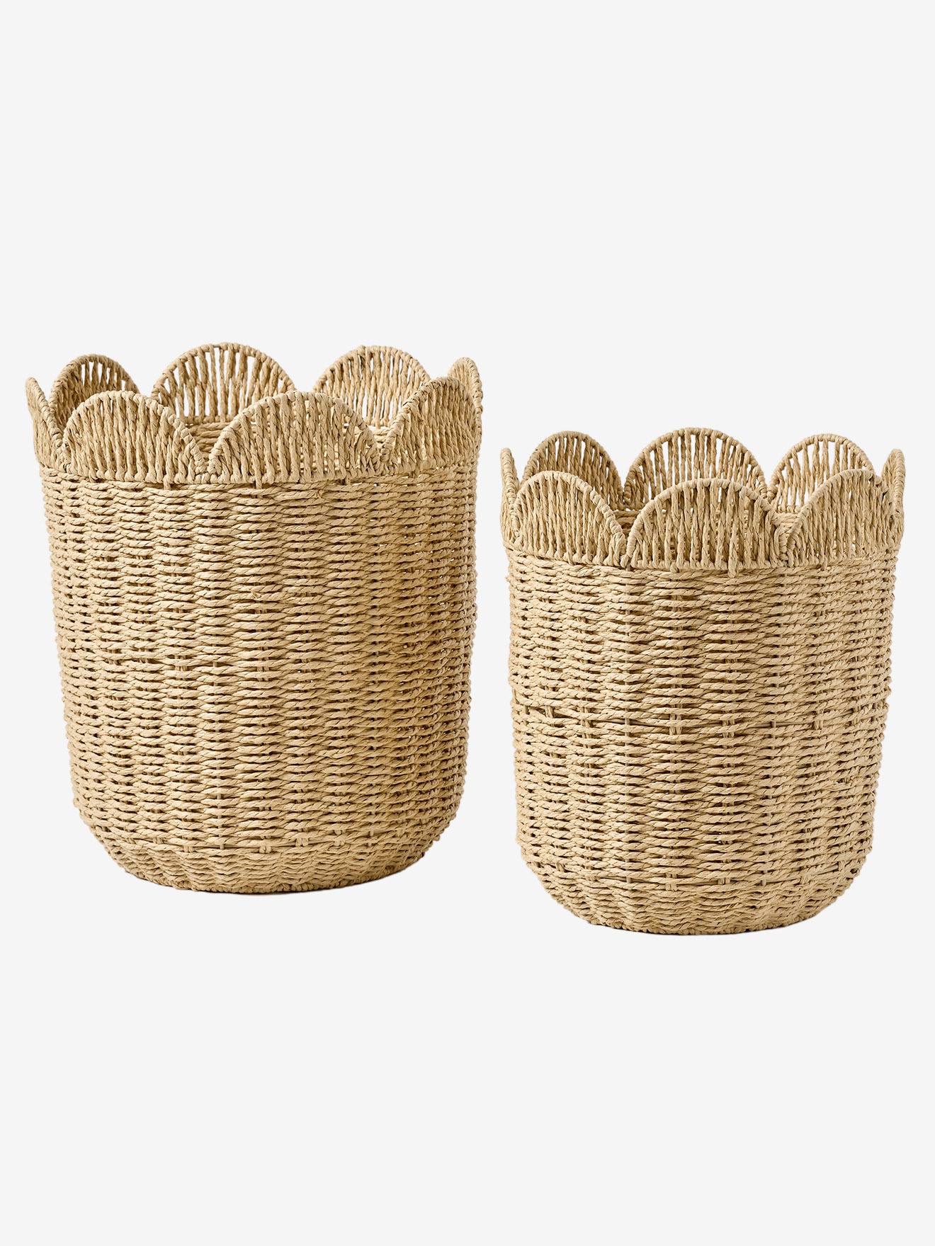 Lot 2 paniers de rangement gigognes beige (Vertbaudet) - Image 1