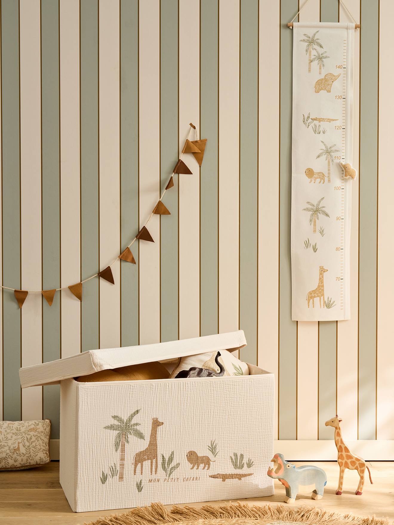 Toise enfant en coton motif animaux beige (Vertbaudet) - Image 1