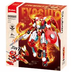 Jouet-Jeux d'imagination-Jeux de construction-Robot mecha 2 en 1 rouge blanc
