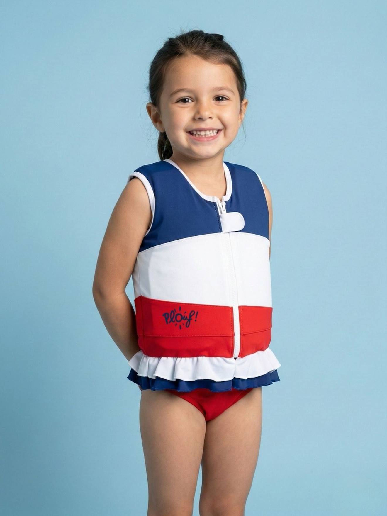Maillot De Bain Flottant Enfant - Coquette Bleu / Blanc