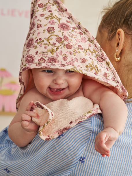 Vertbaudet - Cape de bain et gant LATIKA rose imprimé
