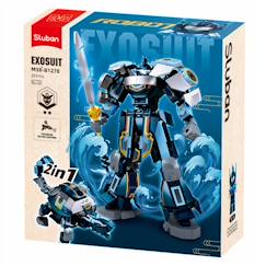 Jouet-Jeux d'imagination-Jeux de construction-Robot mecha 2 en 1 bleu gris