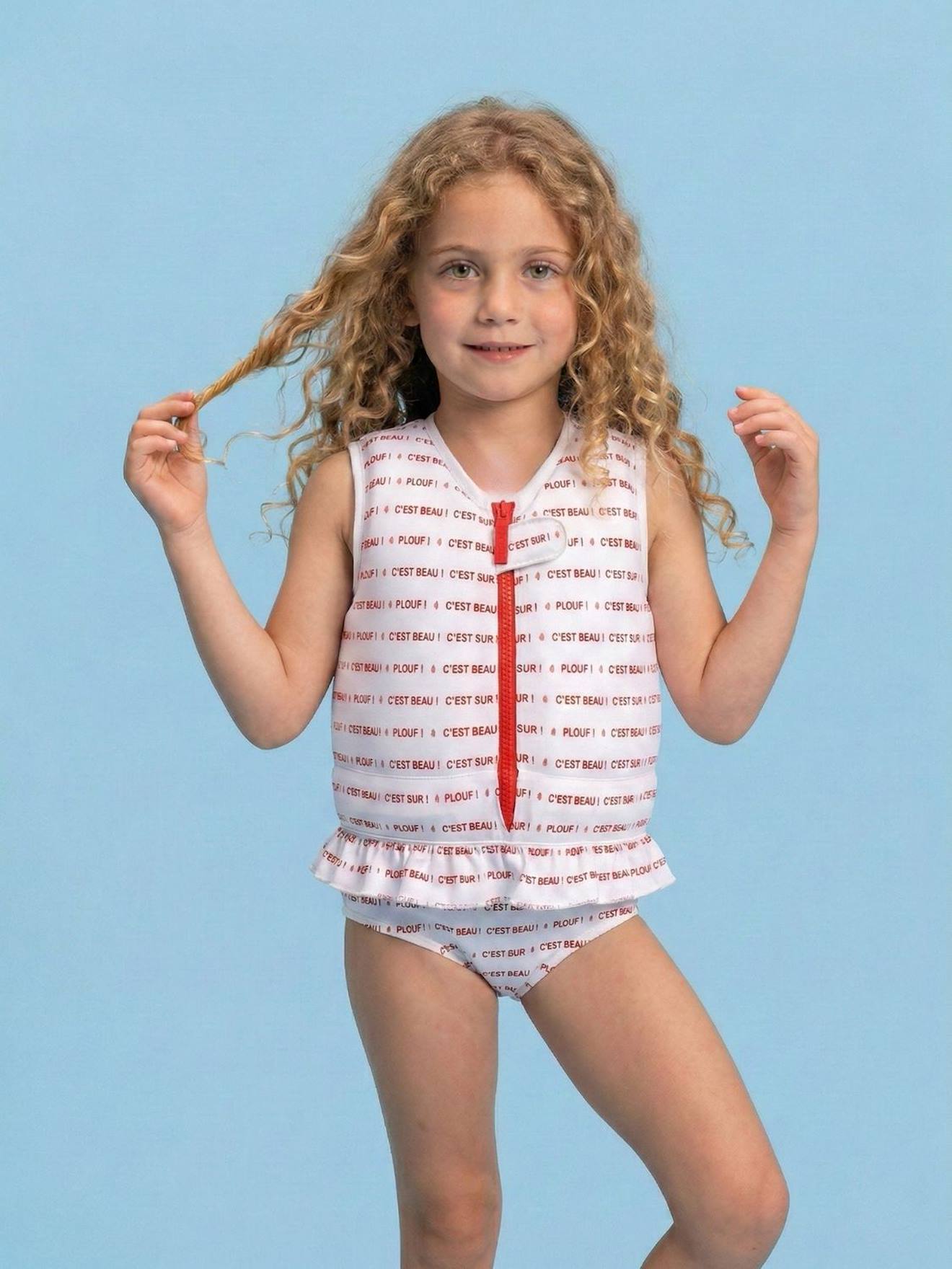 Maillot De Bain Flottant Enfant - Butterfly Blanc / Rouge