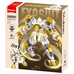 Jouet-Jeux d'imagination-Jeux de construction-Robot mecha 2 en 1 blanc jaune