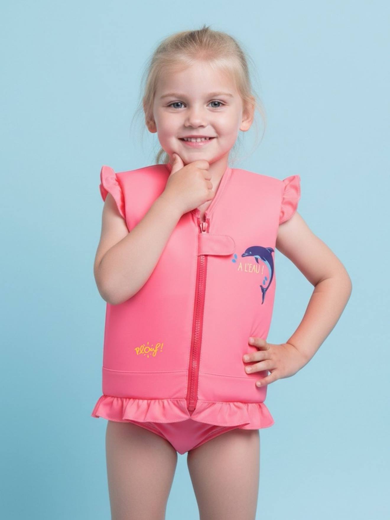 Maillot De Bain Flottant Enfant - Dauphin Rose