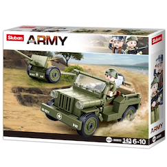 Jouet-Army wwii - jeep alliée avec canon anti-aérien
