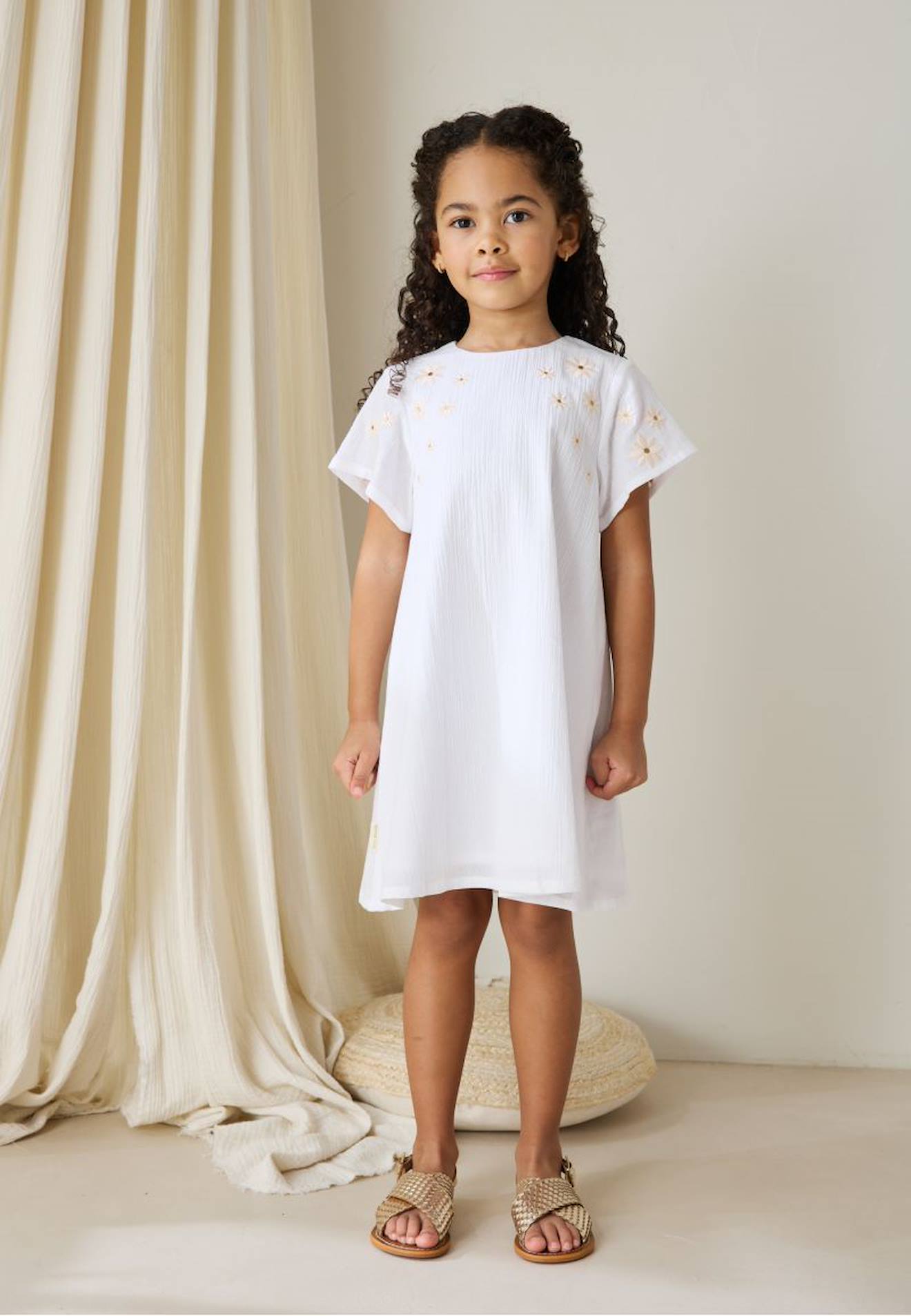 Robe Enfant Poésie D'été Blanc