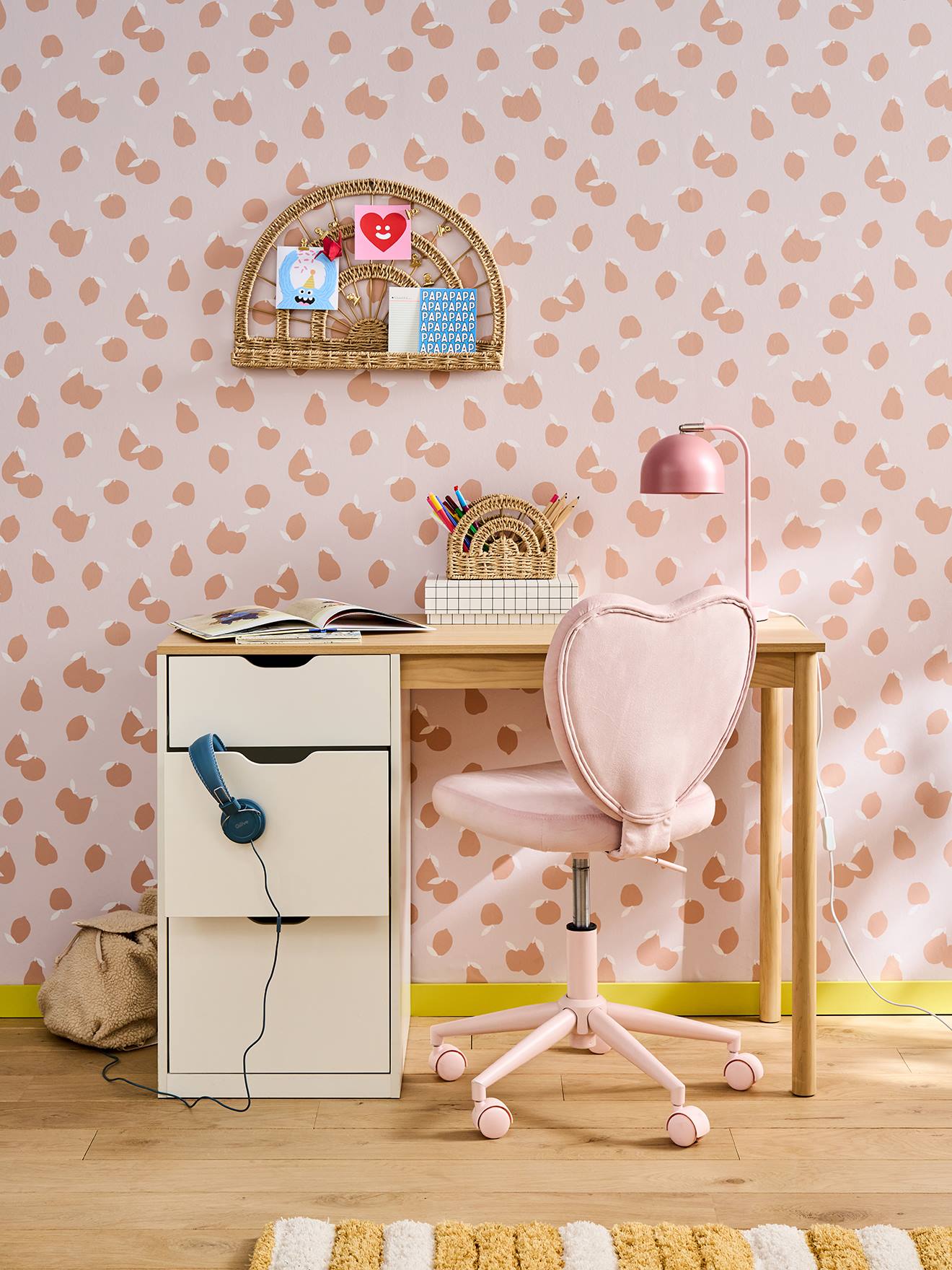 Bureau bois enfant avec tiroirs CHARLY blanc